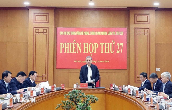 Tổng Bí thư Tô Lâm phát biểu. (Ảnh: Thống Nhất/TTXVN) ttxvn-tong-bi-thu-chong-tham-nhung-2.jpg