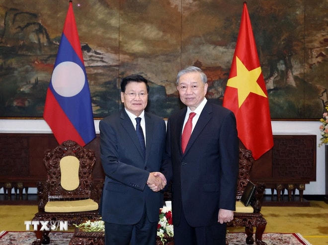Tổng Bí thư Tô Lâm hội kiến Tổng Bí thư, Chủ tịch nước Lào Thongloun Sisoulith. (Ảnh: Thống Nhất/TTXVN) ttxvn-tong-bi-thu-to-lam-hoi-kien-lao-1-resize.jpg