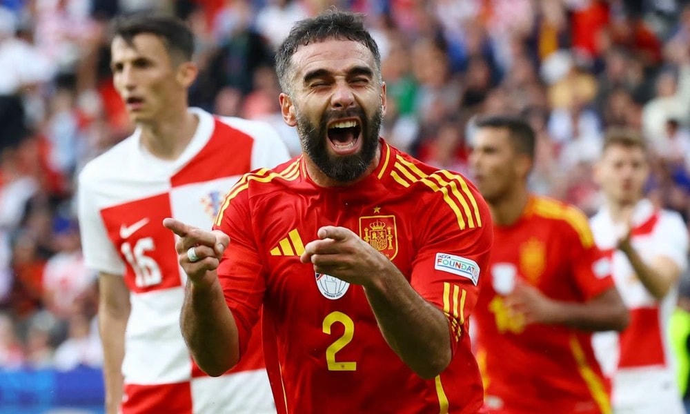 Morata ăn mừng sau khi ghi bàn mở tỷ số cho Tây Ban Nha. (Nguồn: Reuters)