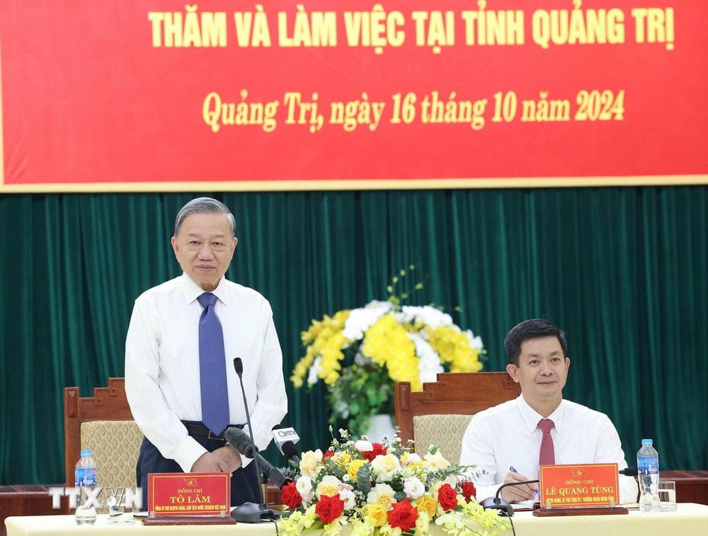 Tổng Bí thư, Chủ tịch nước Tô Lâm phát biểu chỉ đạo. (Ảnh: Lâm Khánh/TTXVN) TTXVN_1610 Tong Bi thu Quang Tri (2).jpg