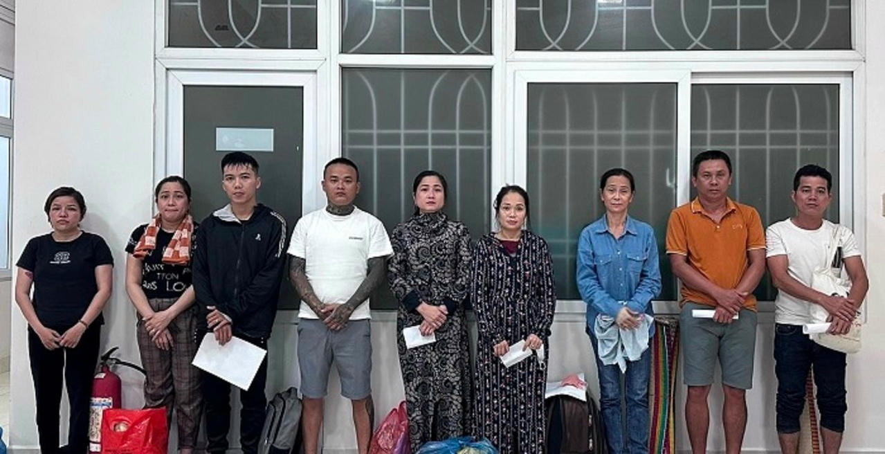 Các đối tượng trong đường dây tổ chức cá cược lô đề. Ảnh CTV