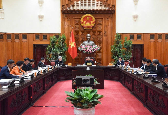 Thủ tướng Phạm Minh Chính chủ trì Phiên họp lần thứ 9 Ban Chỉ đạo tinh gọn bộ máy của Chính phủ. (Ảnh: Dương Giang/TTXVN) thu-tuong-2.jpg