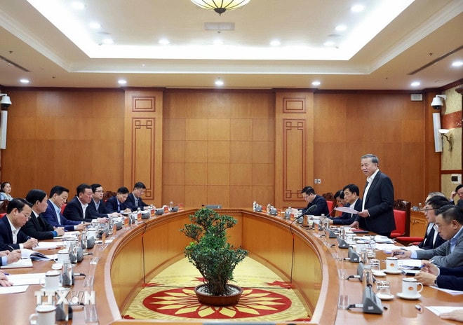 Tổng Bí thư Tô Lâm phát biểu. (Ảnh: Thống Nhất/TTXVN) ttxvn-tong-bi-thu-to-lam-lam-viec-voi-dang-uy-thanh-tra-chinh-phu-7917468-resize-2.jpg