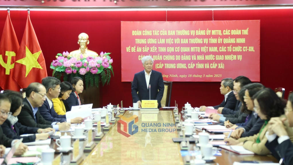 Đoàn công tác của Ban Thường vụ Đảng ủy MTTQ, các đoàn thể Trung ương làm việc với Ban Thường vụ Tỉnh ủy Quảng Ninh.