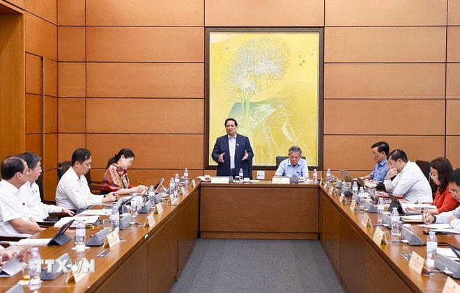 Thủ tướng Phạm Minh Chính, đại biểu Quốc hội thành phố Cần Thơ phát biểu. (Ảnh: Doãn Tấn/TTXVN) ttxvn-hop-quoc-hoi-8.jpg