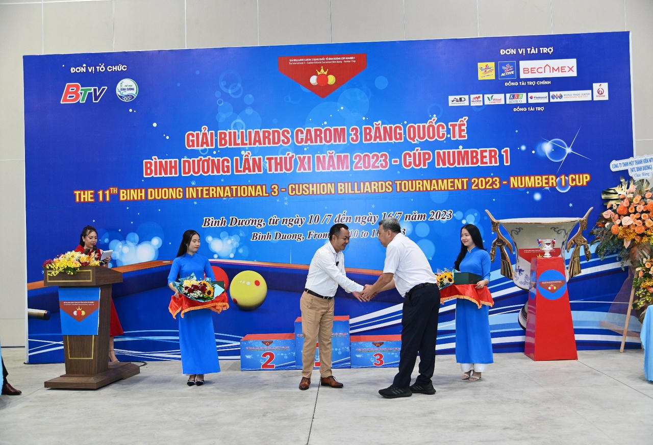 Tập đoàn Tân Hiệp Phát và Nhãn hàng Number 1 là đơn vị 6 năm liên tiếp đồng hành tài trợ Giải Billiards carom 3 băng quốc tế Bình Dương - Cúp Number 1.