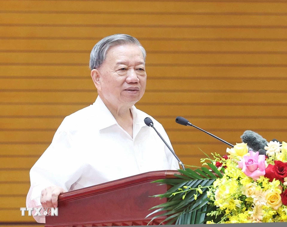 Tổng Bí thư Tô Lâm phát biểu. (Ảnh: Thống Nhất/TTXVN)