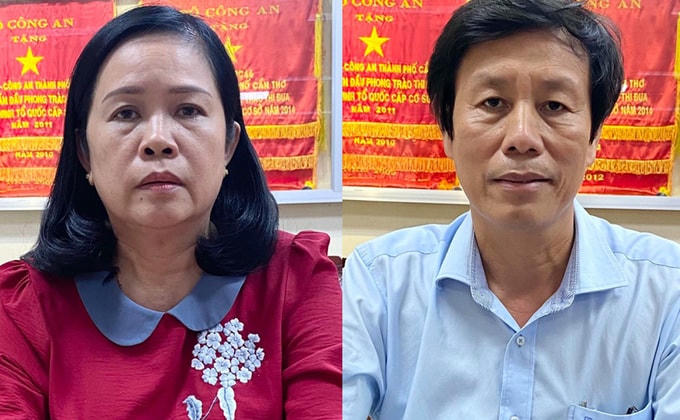 Bà Bùi Lệ Phi và ông Cao Minh Chu khi bị bắt. Ảnh: C