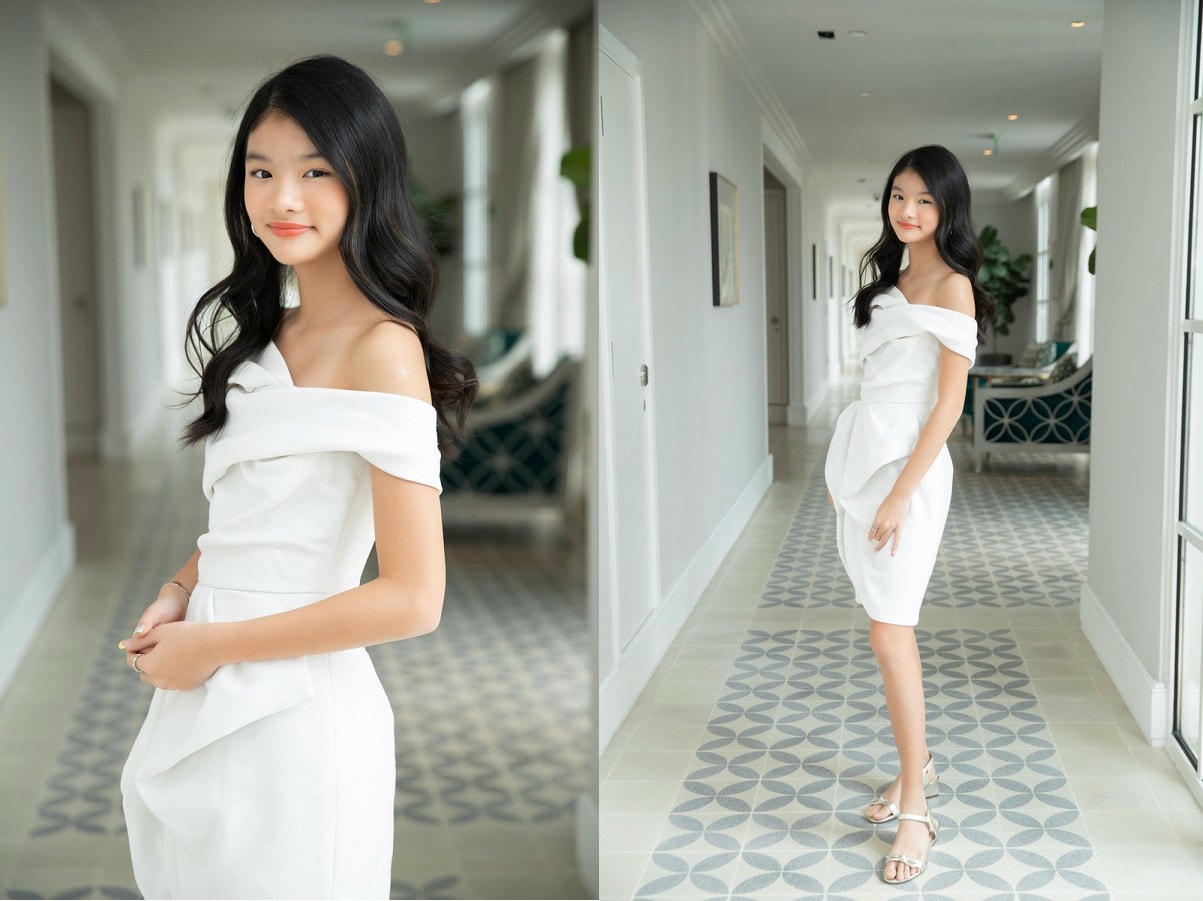Chỉ mới 13 tuổi nhưng bé Bảo Tiên - con gái của Trương Ngọc Ánh và chồng cũ Trần Bảo Sơn - đã được xem là mỹ nhân trong tương lai. Bước vào độ tuổi dậy thì, Bảo Tiên đã khiến nhiều bạn bè đồng trang lứa ghen tị vì đôi chân dài, gương mặt sắc sảo.