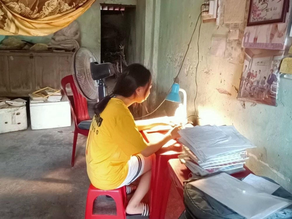Góc học tập của Trần Thị An.