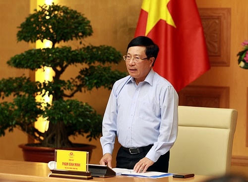 Phó Thủ tướng Phạm Bình Minh, Trưởng Ban Chỉ đạo liên ngành hội nhập quốc tế về chính trị, an ninh, quốc phòng phát biểu tại cuộc họp. Ảnh: VGP