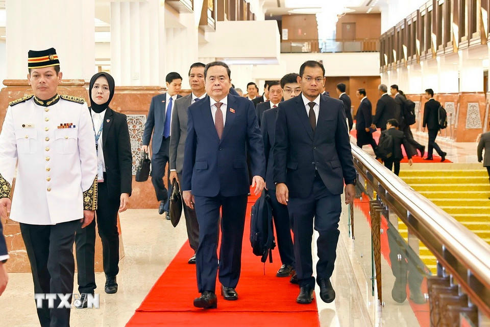 Lễ đón Chủ tịch Quốc hội Trần Thanh Mẫn. (Ảnh: Doãn Tấn/TTXVN)