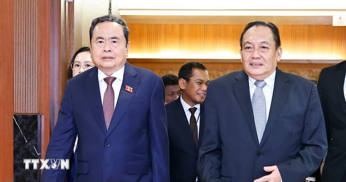 Chủ tịch Thượng viện Malaysia Dato' Awang Bemee Awang Ali Basah đón Chủ tịch Quốc hội Trần Thanh Mẫn. (Ảnh: Doãn Tấn/TTXVN).