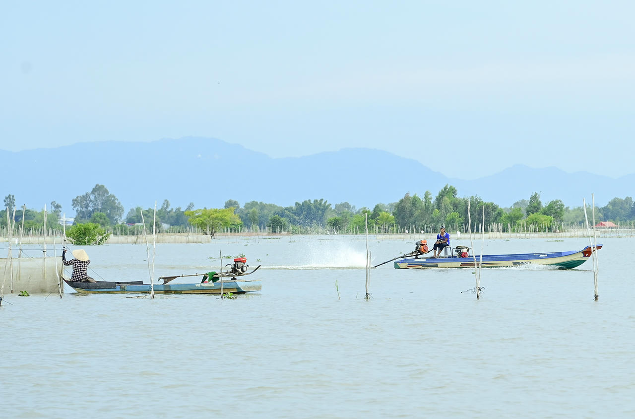



Dù có nhiều vất vả nhưng trên những cánh đồng mênh mông nước vẫn có nhiều
người cần lao tìm sản vật, tạo nên bức tranh vùng biên thật yên bình, thơ mộng. Ảnh Nguyễn Minh