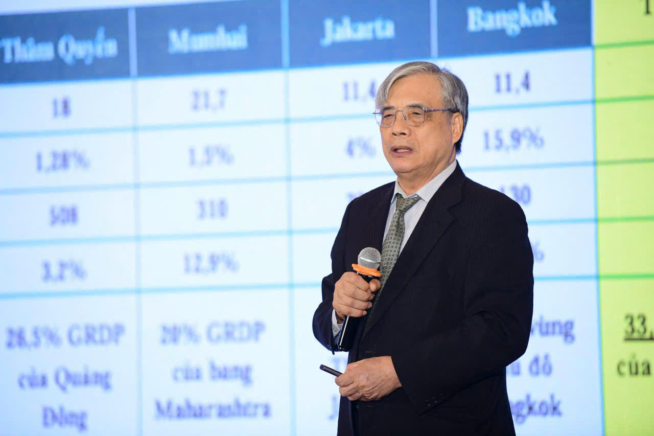 PGS.TS. Trần Đình Thiên - Thành viên Hội đồng tư vấn chính sách của Thủ tướng chính phủ; Thành viên hội đồng tư vấn chính sách tài chính - tiền tệ Quốc gia hiến kế để thành phố phát triển. Ảnh: Q.Đ,