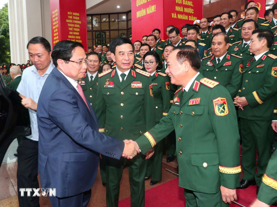 Thủ tướng Phạm Minh Chính với các đại biểu dự Đại hội. (Ảnh: Trọng Đức/TTXVN)