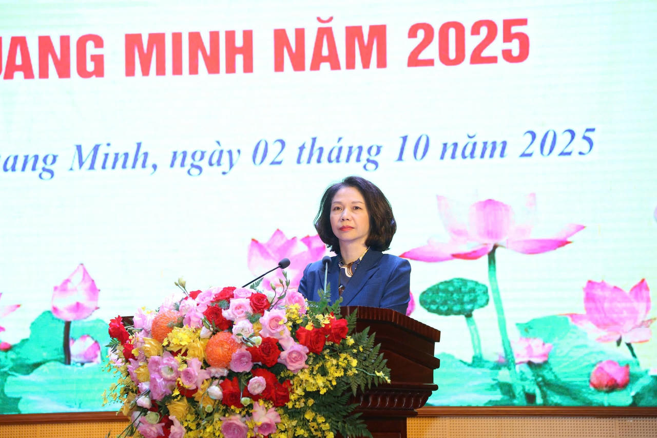 Phó Chủ tịch UBND thành phố Hà Nội Vũ Thu Hà phát biểu tại hội nghị. Ảnh: H.Sơn