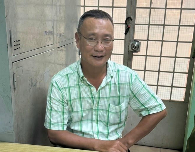 Đối tượng Phạm Xuân Phong tại cơ quan công an. Ảnh: Công an TP Hải Phòng.