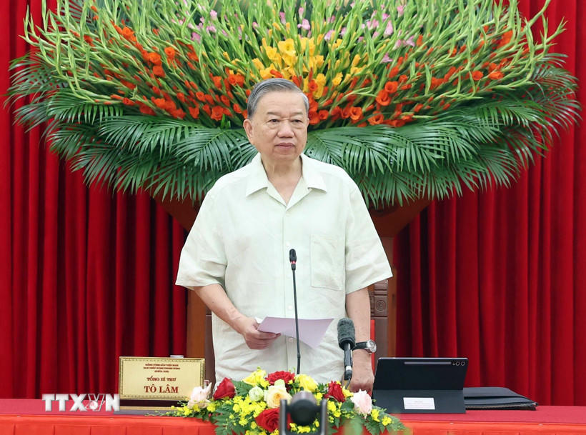 Tổng Bí thư Tô Lâm phát biểu tại phiên họp (Ảnh: Thống Nhất/TTXVN)