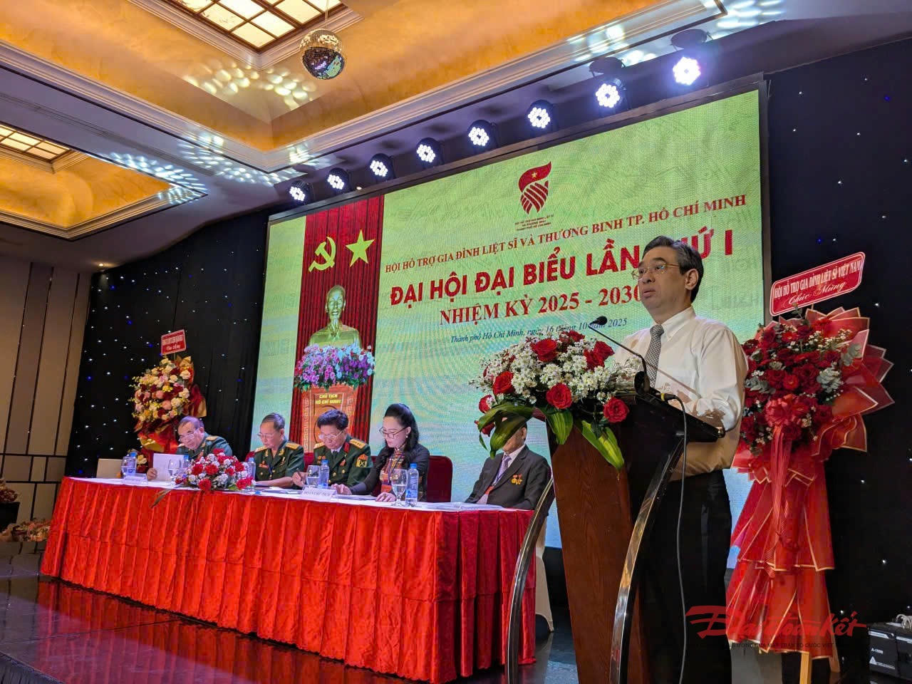 Ông Nguyễn Phước Lộc - Phó Bí thư Thành ủy, Chủ tịch Ủy ban MTTQ Việt Nam TP Hồ Chí Minh phát biểu tại Đại hội. Ảnh: K.S.