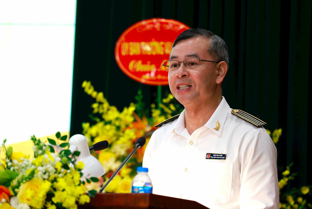 Tổng Kiểm toán nhà nước Ngô Văn Tuấn phát biểu tại Đại hội.