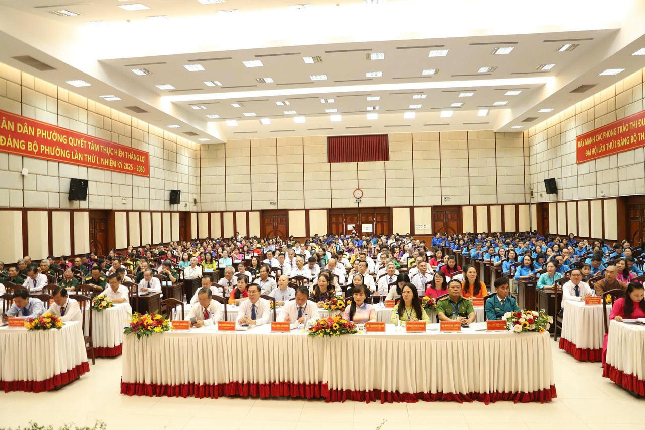 Quang cảnh Đại hội Đại biểu Mặt trận Tổ quốc Việt Nam và các tổ chức chính trị - xã hội phường Tân Mỹ lần thứ I, nhiệm kỳ 2025 - 2030 vào ngày 18/10. Ảnh: T.L