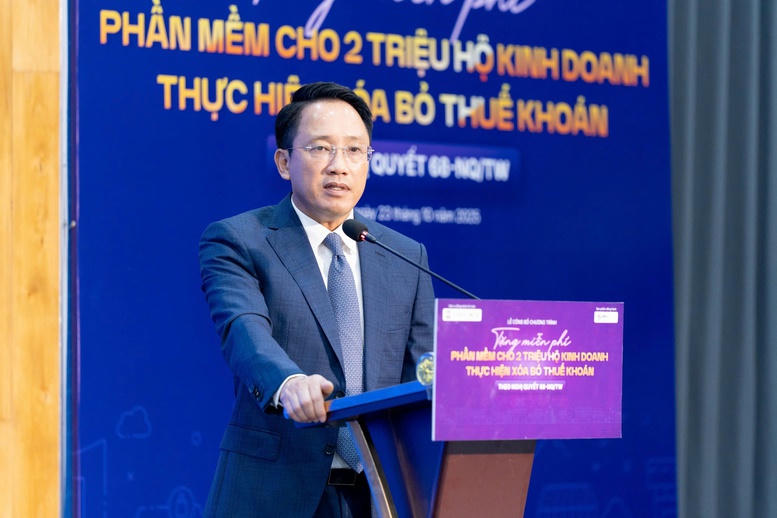 Phó Cục trưởng Cục Thuế Mai Sơn phát biểu tại buổi lễ công bố. Ảnh: BTC.