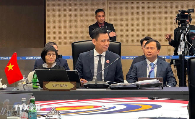 Thứ trưởng Ngoại giao Đặng Hoàng Giang, Trưởng SOM Việt Nam, tại Hội nghị quan chức cấp cao ASEAN. (Ảnh: Viên Luyến/TTXVN)