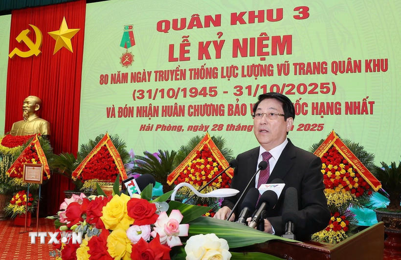 Chủ tịch nước Lương Cường dự và phát biểu chỉ đạo. Nguồn: TTXVN.