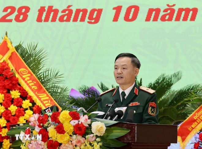 Thiếu tướng Lương Văn Kế, Tư lệnh Quân khu 3 phát biểu. (Ảnh: Lâm Khánh/TTXVN)