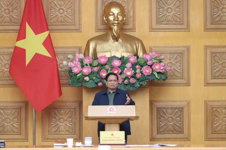 Thủ tướng Phạm Minh Chính phát biểu tại cuộc họp. Ảnh: VGP/Nhật Bắc.