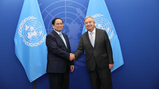 Thủ tướng Phạm Minh Chính gặp Tổng Thư ký Liên hợp quốc