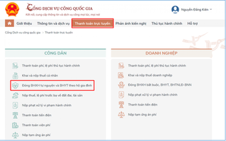 Thủ tục nộp BHXH tự nguyện, BHYT hộ gia đình trực tuyến