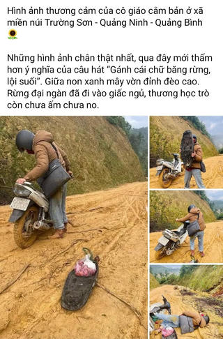 Thương cô giáo cắm bản ‘cả người và xe ngã sõng soài’ trên đường đến trường