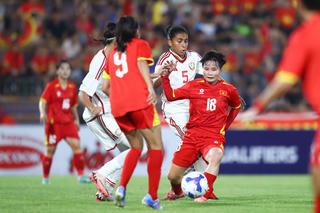Vòng loại giải bóng đá nữ châu Á 2026: Đội tuyển nữ Việt Nam vững ngôi đầu bảng E