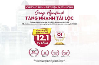 Gửi tiền trúng lớn với Chương trình tiết kiệm dự thưởng 'Cùng Agribank – Tăng nhanh Tài Lộc'