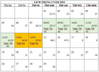 Phương án nghỉ Tết Nguyên đán và Lễ Quốc khánh năm 2024