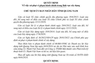 Quảng Nam: Một doanh nghiệp xây dựng không phép bị xử phạt 130 triệu đồng