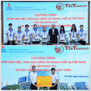 T&T Group tặng trang thiết bị thể thao và trao học bổng cho sinh viên Học viện Chính sách và Phát triển