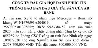 Thông báo bán đấu giá tài sản