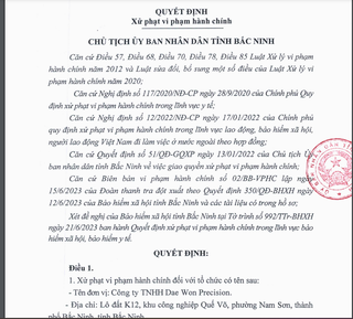 Chậm nộp bảo hiểm, nhiều doanh nghiệp ở Bắc Ninh bị xử phạt