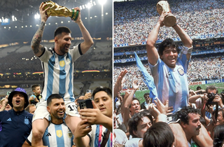 Messi tái hiện tư thế nâng Cup của huyền thoại Maradona
