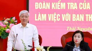 Đoàn kiểm tra của Ban Bí thư làm việc với Ban Thường vụ Tỉnh ủy Thái Nguyên