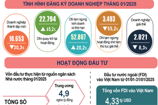 Gần 10,7 nghìn doanh nghiệp thành lập mới trong tháng 1/2025