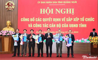 Công bố lãnh đạo chủ chốt 5 sở mới ở Quảng Ngãi