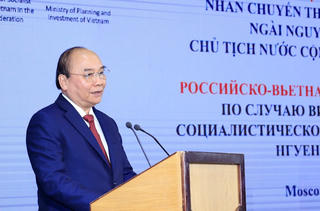 Chủ tịch nước Nguyễn Xuân Phúc dự lễ công bố đường bay thẳng đến Moskva của Vietjet