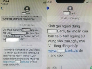 Cảnh giác với tin nhắn lạ ‘gắn mác’ ngân hàng