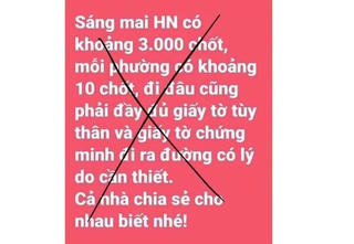 Thông tin 'Hà Nội lập 3.000 chốt' để kiểm soát người ra khỏi nhà là bịa đặt