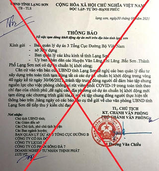 Lạng Sơn: Giả mạo văn bản của UBND tỉnh về dừng các dự án mới trên địa bàn 