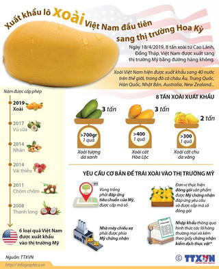 [Infographics] Xuất khẩu lô xoài Việt Nam đầu tiên sang thị trường Mỹ